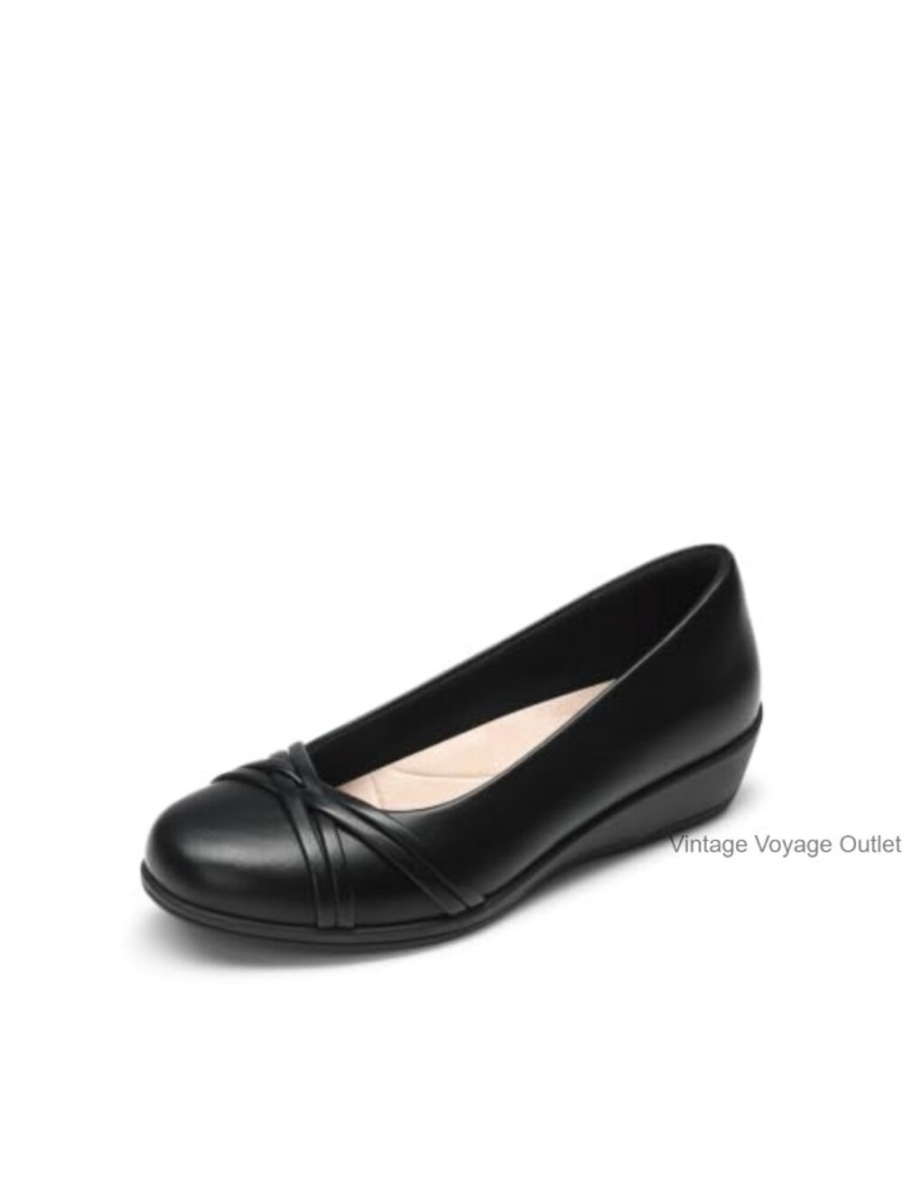Womens Faux Leather Low Wedge Mary Jane Flats Non-Slip Memory Foam
